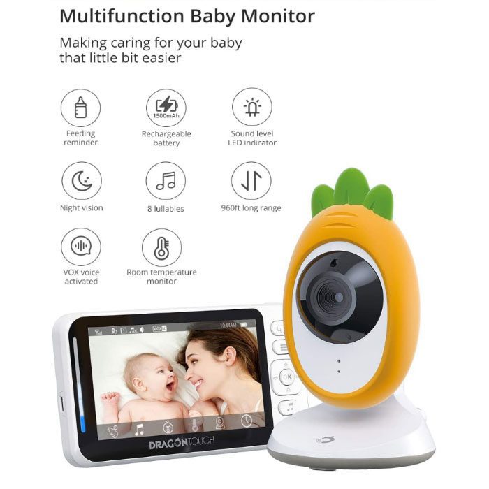 Dragon Touch Baby Monitor with Camera 4.3 HD LCD Screen 2.4GHz Wireless Transmission Two Way Audio